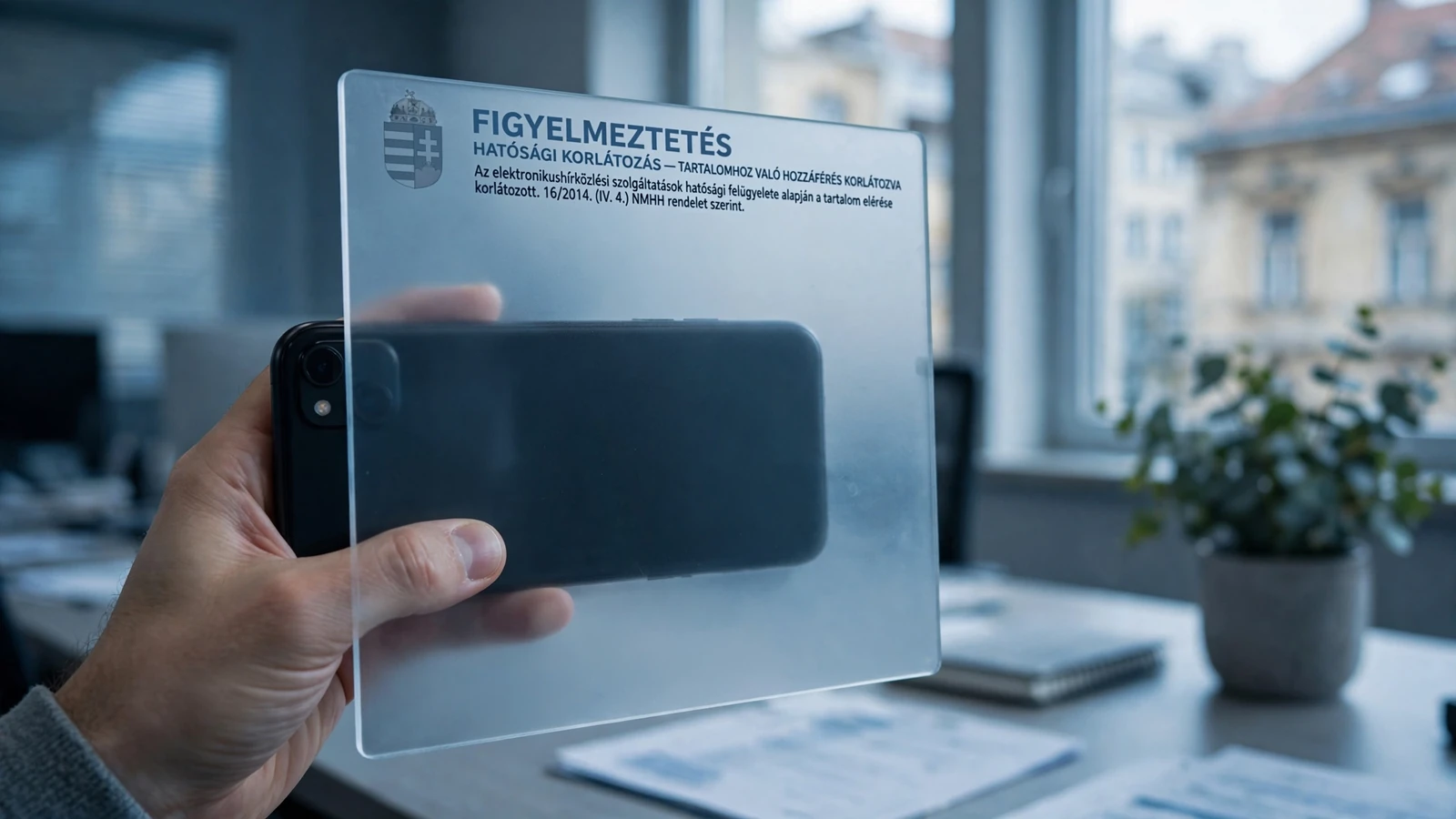 Telefon figyelmeztető hatósági tábla mögött